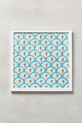 Octagon Chinoiserie Wall Art - 12.25'' square - framed (cyan) - Image 0