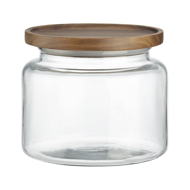 Montana 64 oz. Acacia and Glass Jar - Image 0