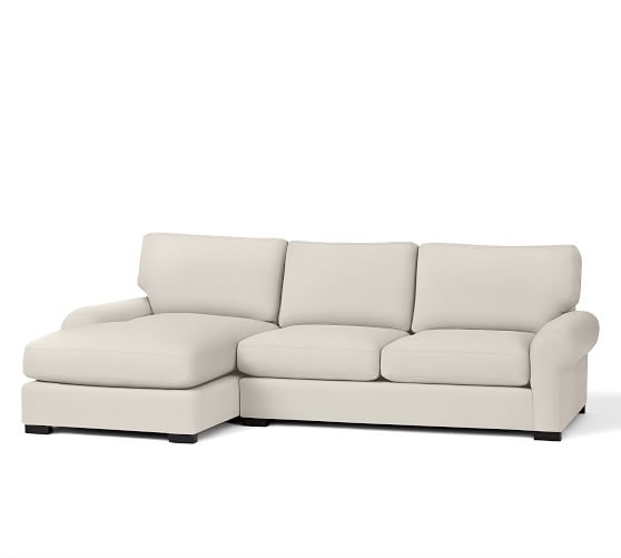 Right Arm Loveseat With Chaise - Twill, Cream - Image 0