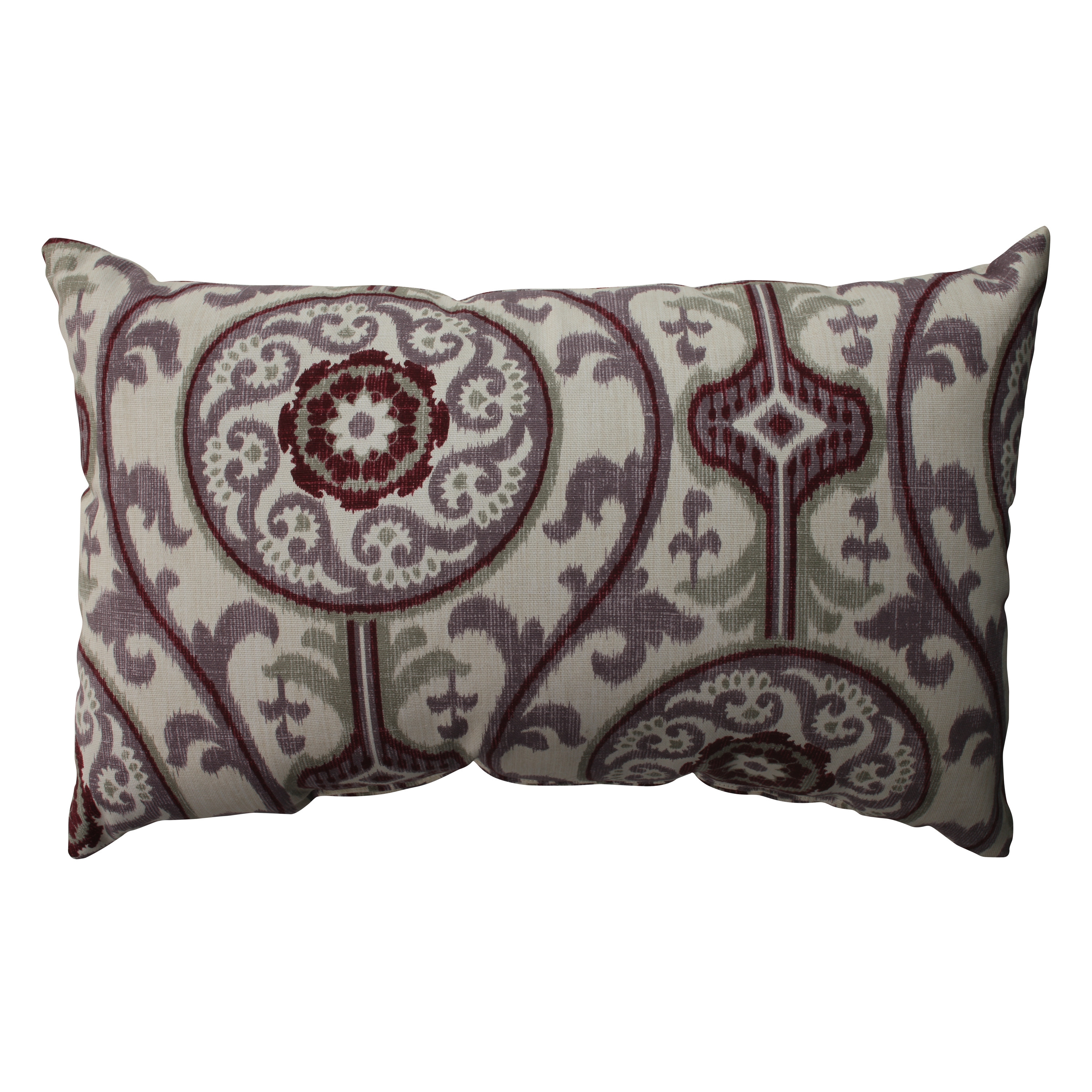 Suzani Cotton Lumbar Pillow - Plum - 11.5x18.5 - Polyester Insert - Image 0