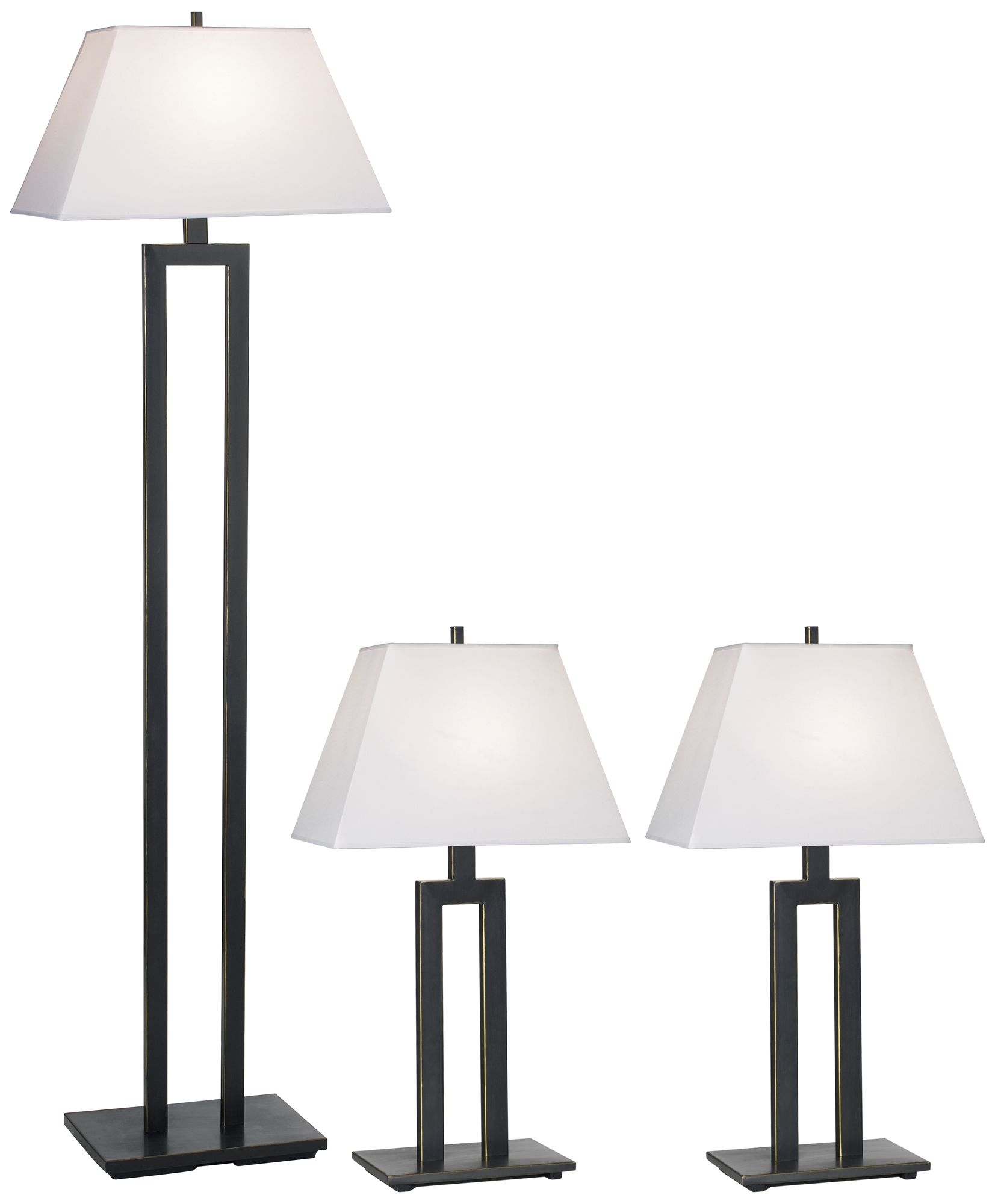 Contemporary Trio Table and Floor Lamp Set of 3 - Image 0