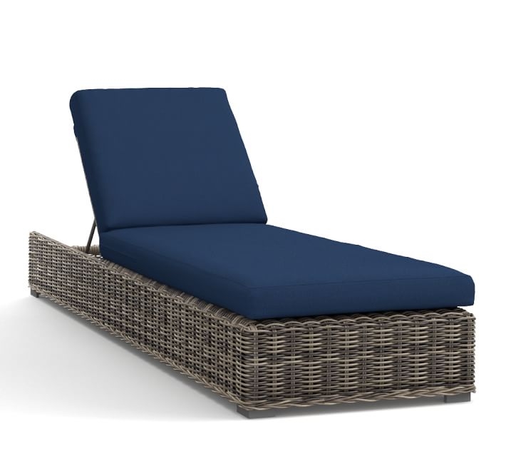 Huntington All Weather Wicker Single Chaise-Chaise  Cushion  Slipcover- Cobalt - Image 0