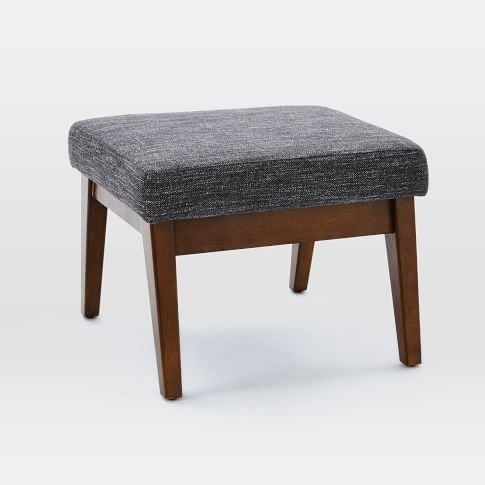 Faceted Wood Frame Ottoman - Image 0