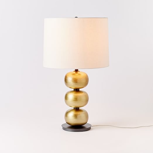 Abacus Hammered Metal Table Lamp - Antique Brass - Image 0