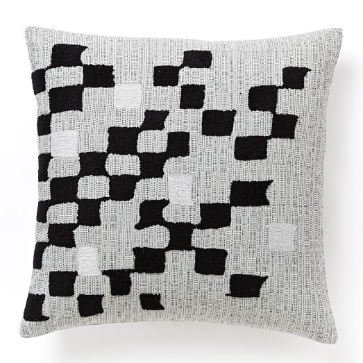 Fading Check Pillow Cover, Black/Silver - 18x 18 - Insert sold separatelhy - Image 0