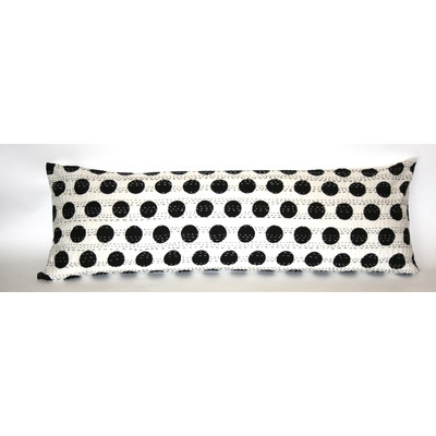 Kantha Cotton Bolster Pillow-Black-14"x40"- Down/Feather Insert - Image 0