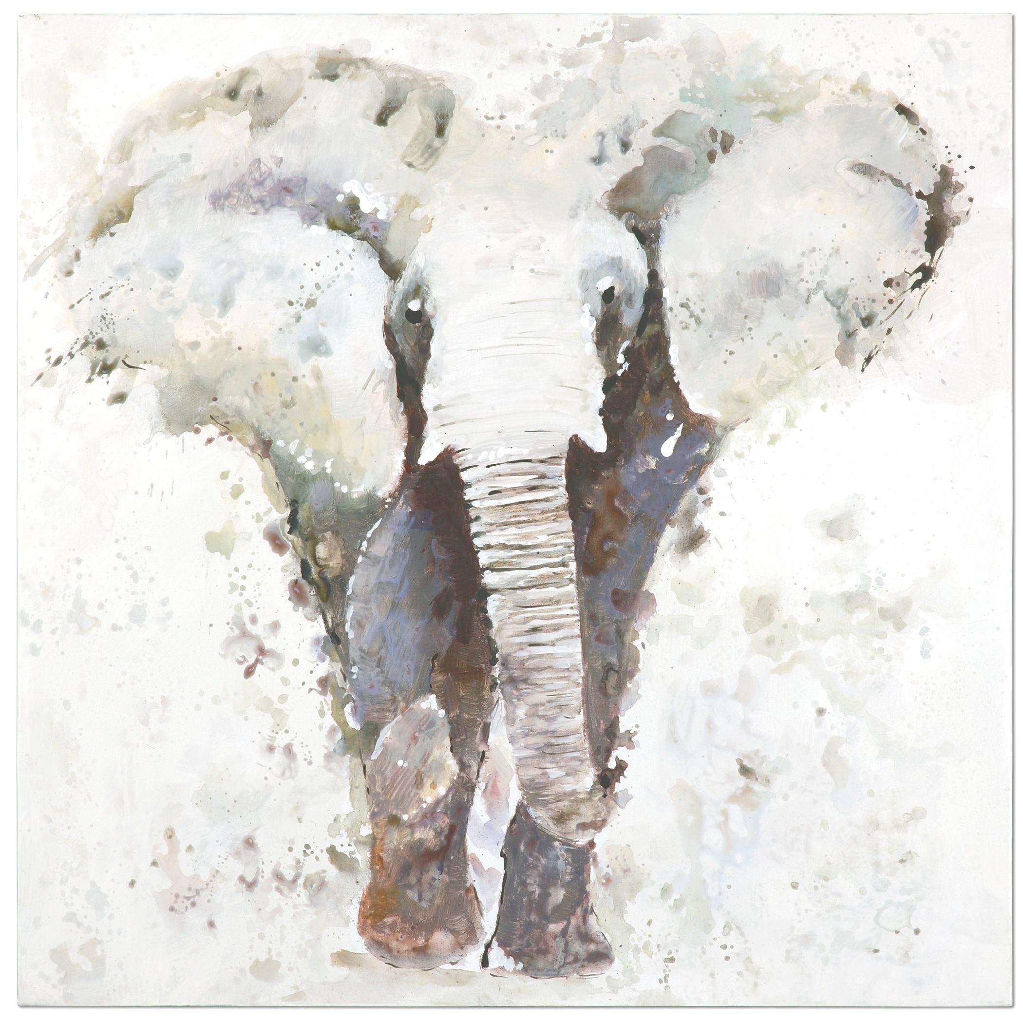 Curiosity Elephant Painting on Canvas- 40" H x 40" W-Unframed - Image 0