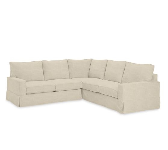 3-Piece L-Shaped Sectional - Textured Twill, Oatmeal - Image 0