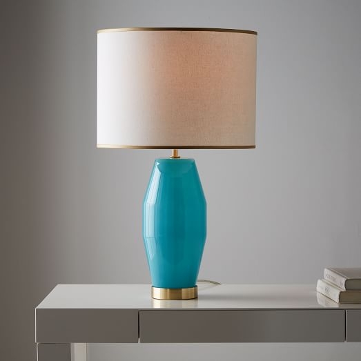 Roar + Rabbit Faceted Glass Table Lamp - Large (Aqua/Gold) - Image 0