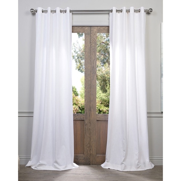 EFF Heavy Faux Linen Grommet Curtain Panel - White - 96"L - Image 0