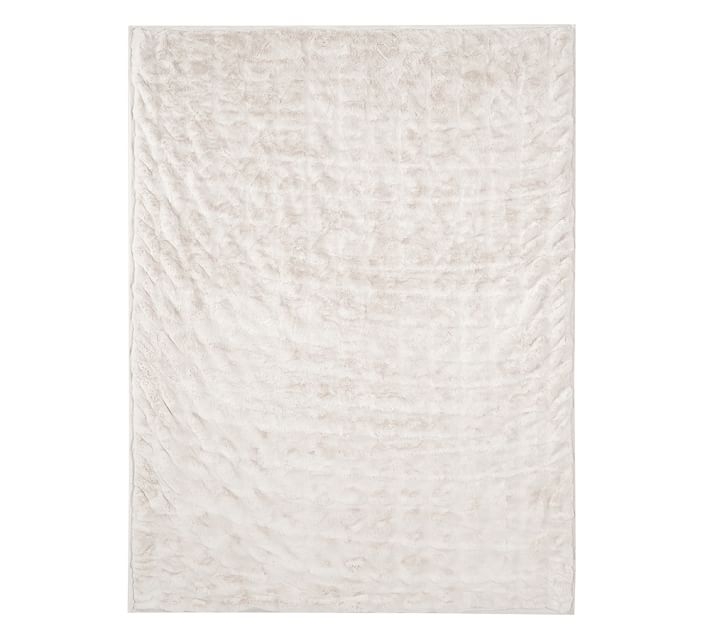 Ruched Faux Fur Throw - 50" x 60"- Ivory - Image 0