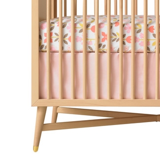 DwellStudio Rosette Solid Pink Canvas Crib Skirt - Image 0