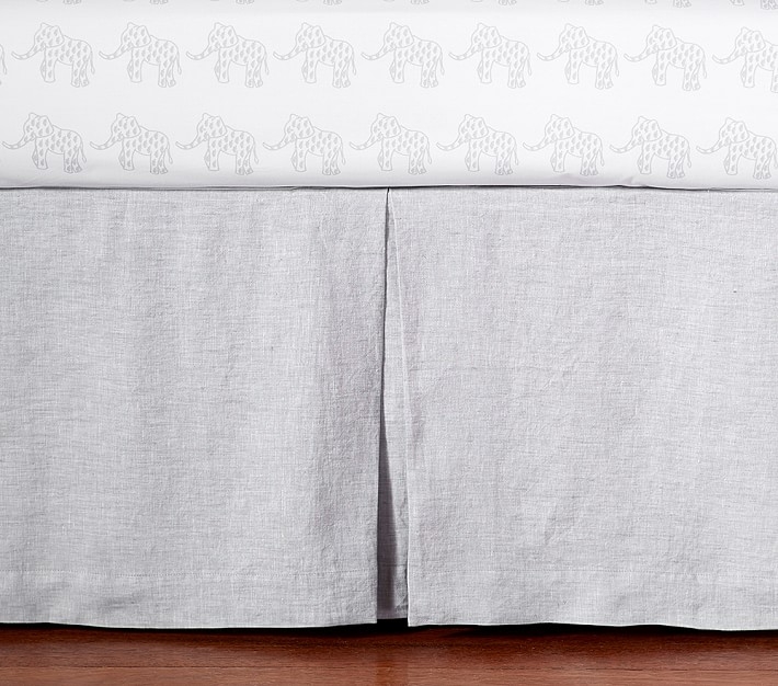 Belgian Flax Linen Nursery - Crib Skirt - Gray - Image 0