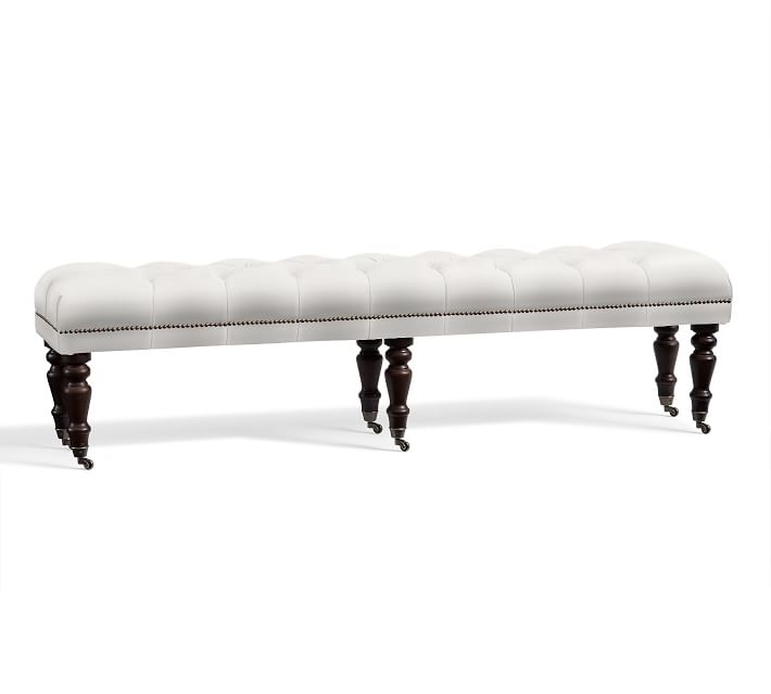 KING BENCH TUFTED WITH TURNED BLACK LEG - Image 0