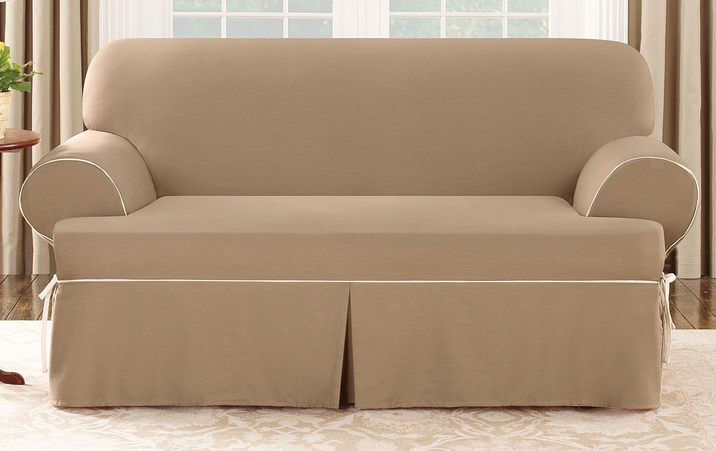 Cotton Duck Sofa T-Cushion Slipcove - Image 0