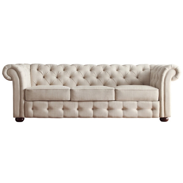 Linen Tufted Scroll Arm Chesterfield Sofa - Image 0