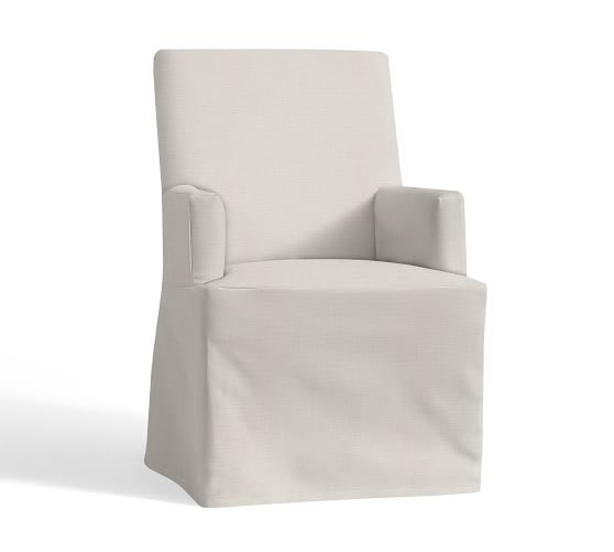 PB Comfort Square Arm Chair Slipcovers - Textured Basketweave, Ivory - Image 0