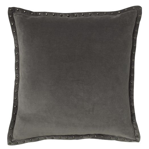 Studded Velvet Pillow Cover - Iron (20" Sq.) - Insert sold separately - Image 0