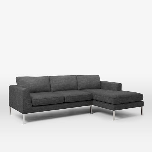 Marco Right Chaise 2-Piece Sectional - Heathered Tweed, Charcoal - Image 0