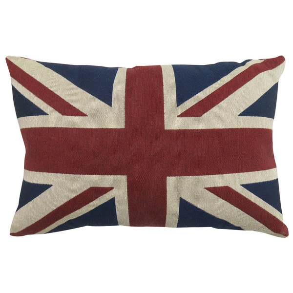 Union Jack Tapestry Decorative Cinnibar Throw Pillow - 12" H x 18" W - Polyester/Polyfill - Image 0
