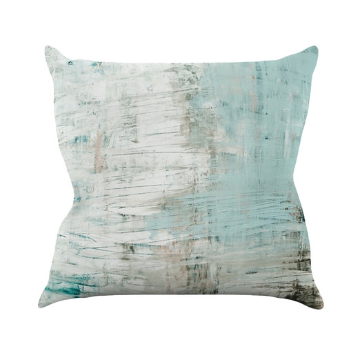 Bluish by Iris Lehnhardt Throw Pillow- 18" H x 18" W x 3"D- Teal and gray- Polyester/Polyfill insert - Image 0