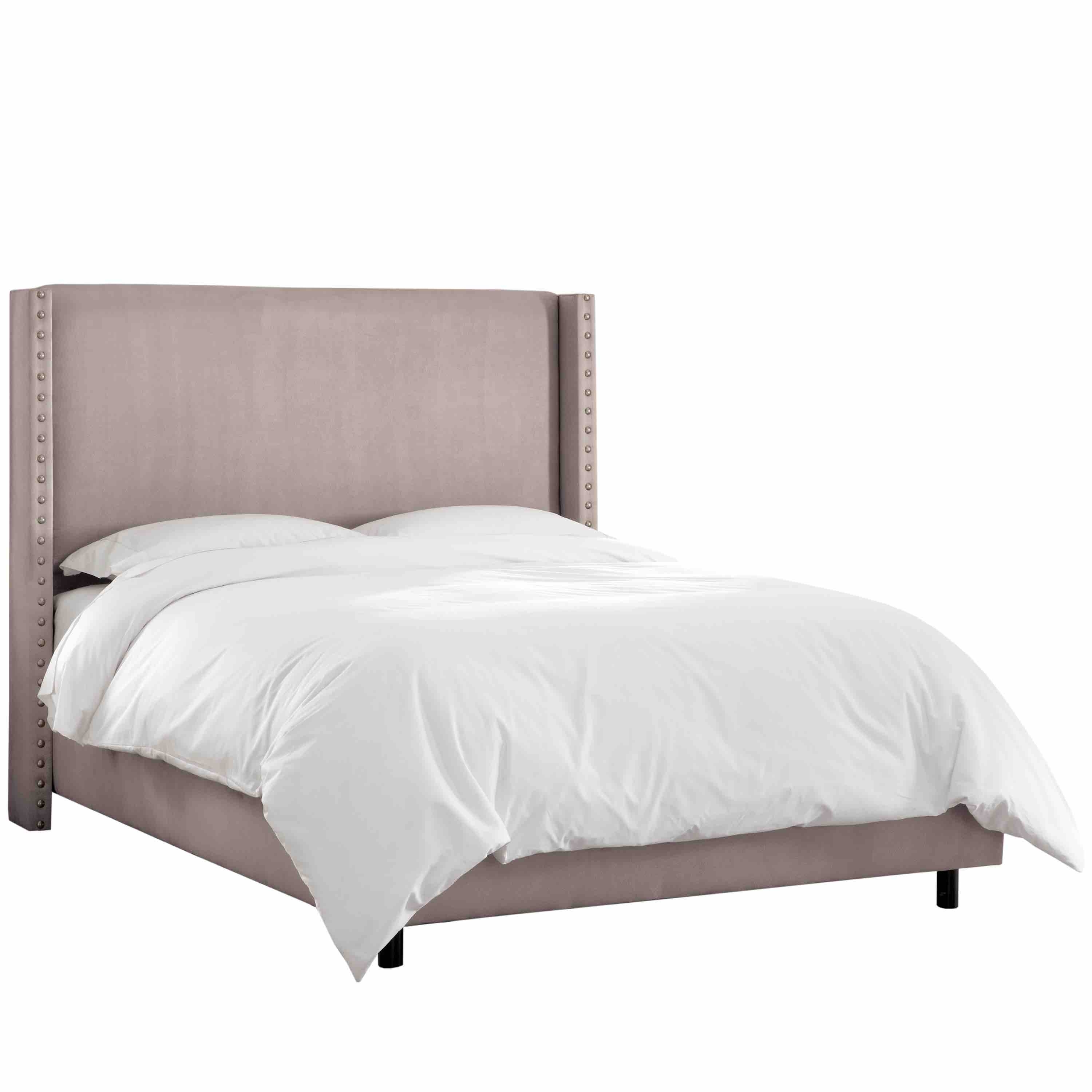 Queen Nail Button Wingback Bed in Premier Platinum - Image 0