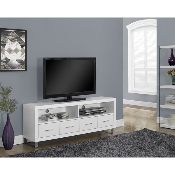 White Hollow Core 60-Inch 4-Drawer TV Console - Image 0