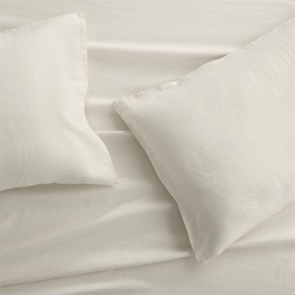 Set of 2 Lino II Linen King Pillow Cases - Cream, King - Image 0