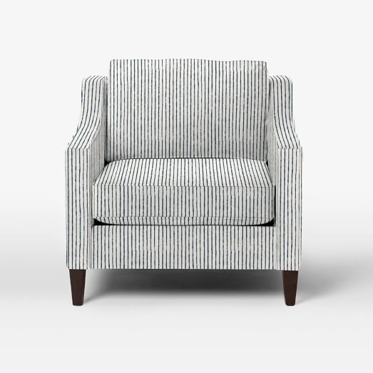 Paidge Chair-Prints-Painted Stripe-Regal Blue-Cone Pecan Legs-Down Blend Fill - Image 0