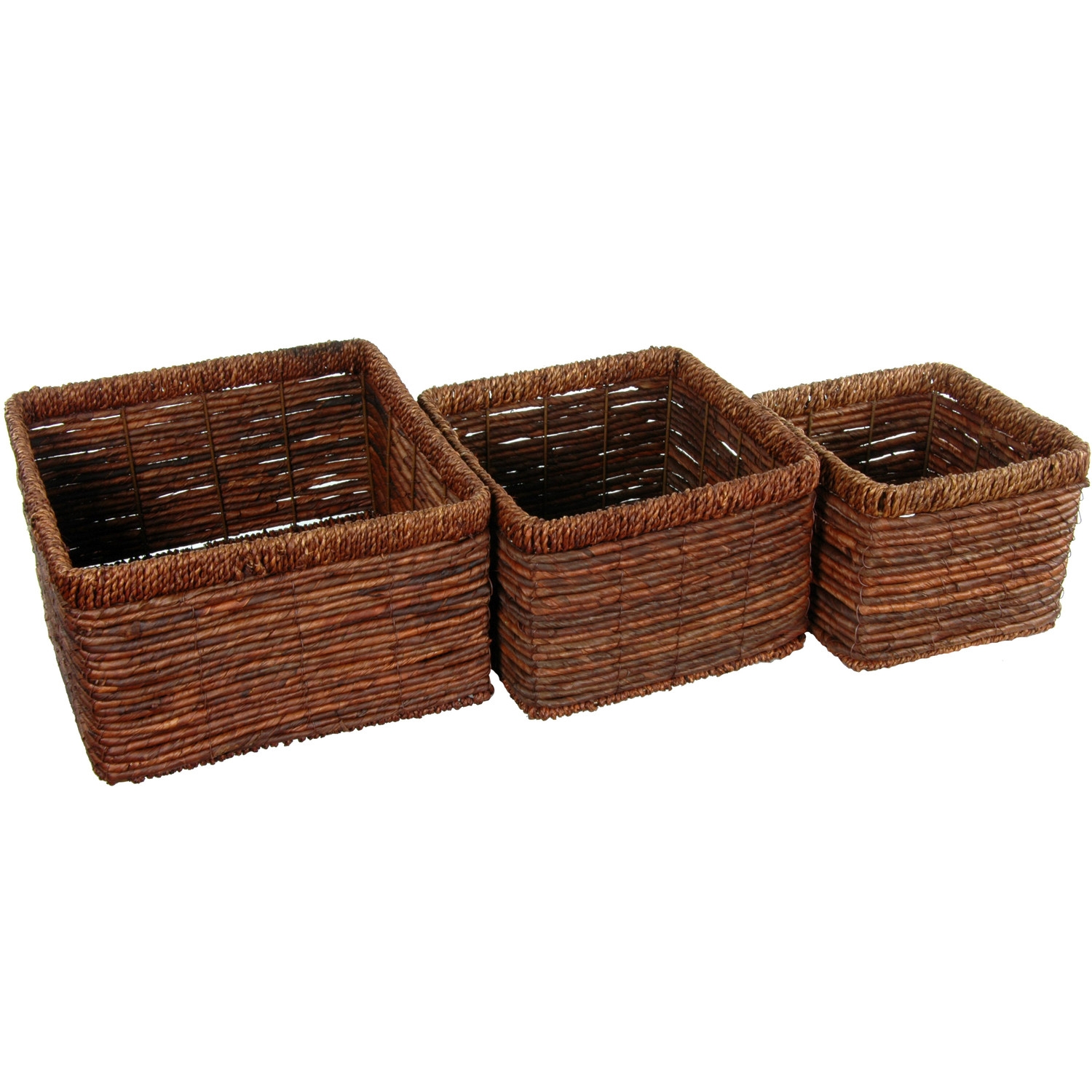 Hand Woven High Basket Tray (Set of 3) - Image 0