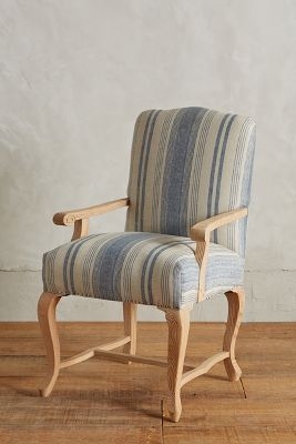 Granary Stripe Dining Armchair - Blue Motif - Image 0
