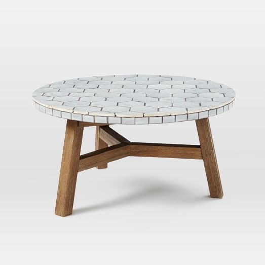 Mosaic Tiled Coffee Table - Gray Spider Web Top - Image 0