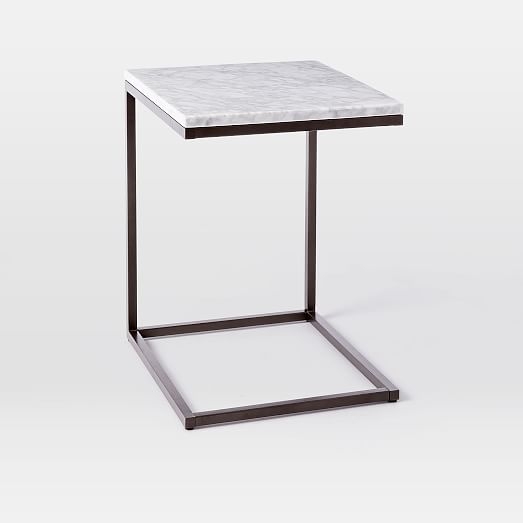 Box Frame C-Base Side Table - Marble/Antique Bronze - Image 0