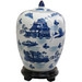 Vase Jar with Blue Landscape Design in White - Image 0