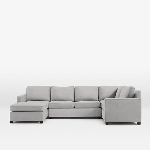 Henry 4-Piece Chaise Sectional - Left Chaise, Chenille Tweed, Frost Gray - Image 0