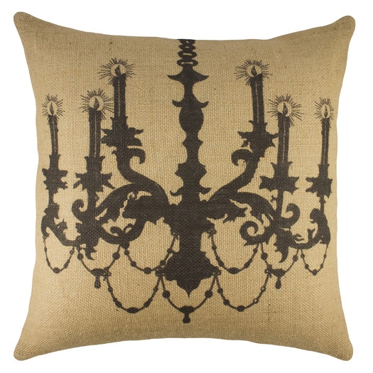 Chandelier Burlap Throw Pillow -16"-Polyester/Polyfill - Image 0