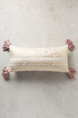 Tasseled Pointilliste Pillow, 12"x27", Gold, Polyfill - Image 0