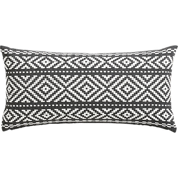 Woven isle White and Dark grey 23"x11" pillow with insert - Image 0