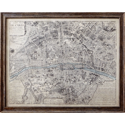 Sepia Paris Map Framed Print, 25" H x 31" W x 0.75" D - Image 0