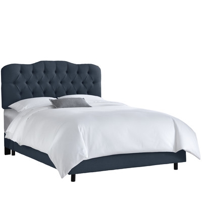 Tufted Linen Upholstered Panel Bed - Image 0
