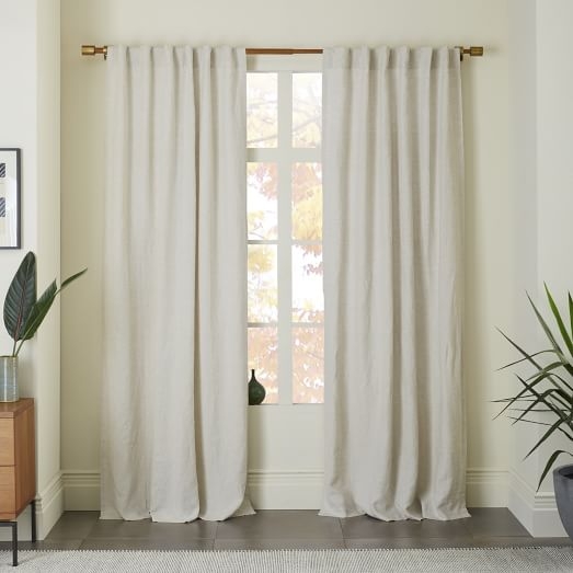 Belgian Flax Linen Curtain - Natural - Unlined - 84"L - Image 0