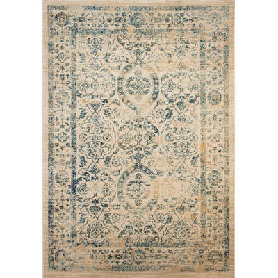 Ruthie Hand-Loomed Beige/Turquoise Area Rug - Image 0