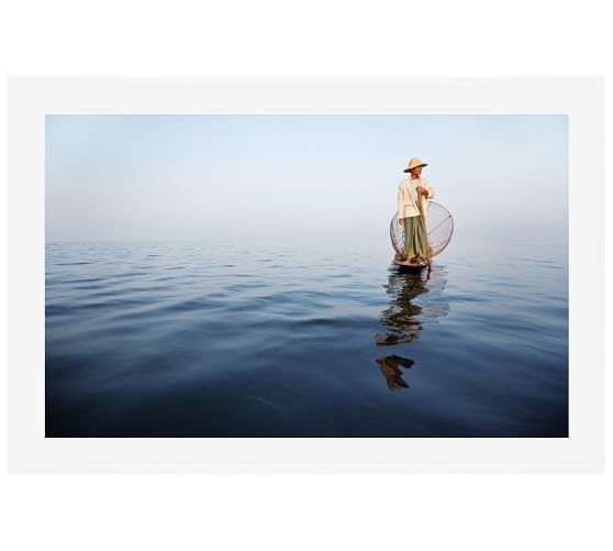 Fisherman, Myanmar Framed Print - 28" x 42" (White Frame, Mat) - Image 0