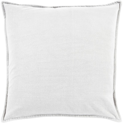 Askern Smooth Velvet Cotton Throw Pillow -  Light Gray  - 20" H x 20" W x 5" D-  Down filler - Image 0