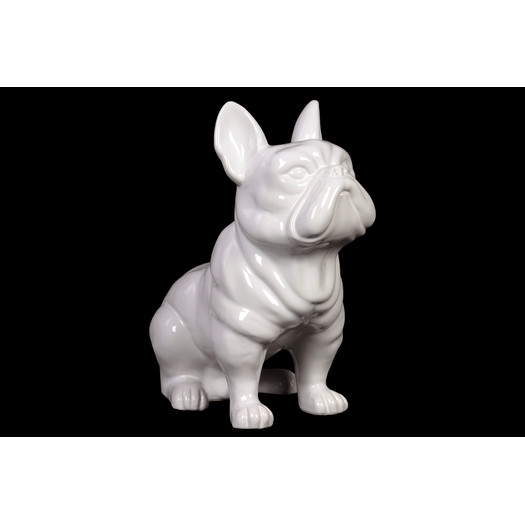 Ceramic Standing French Bulldog with Pricked Ears Gloss Black by Urban Trends - Image 0