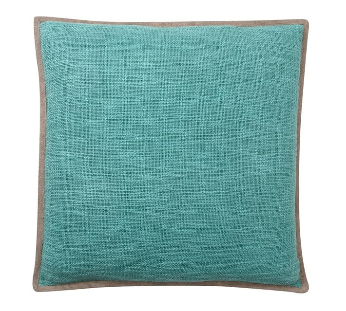 BASKETWEAVE PILLOW COVER -  POOL BLUE - 20"sq. - Insert sold separately - Image 0
