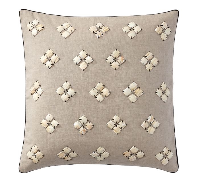 Shell Diamond Pillow Cover, 20"Sq, Black-Insert Sold Separately - Image 0
