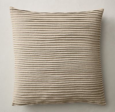 PLEATED LINEN PILLOW COVER - 22" x 22" - Ivory - Insert sold separately - Image 0