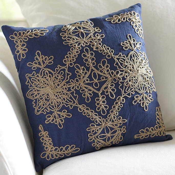 Mia Embroidered Pillow Cover - Blue - 18" x 18" - Insert sold separately - Image 0