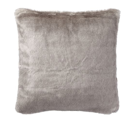 FAWN FAUX FUR PILLOW COVER-Gray - 18sq. - Insert sold separately - Image 0